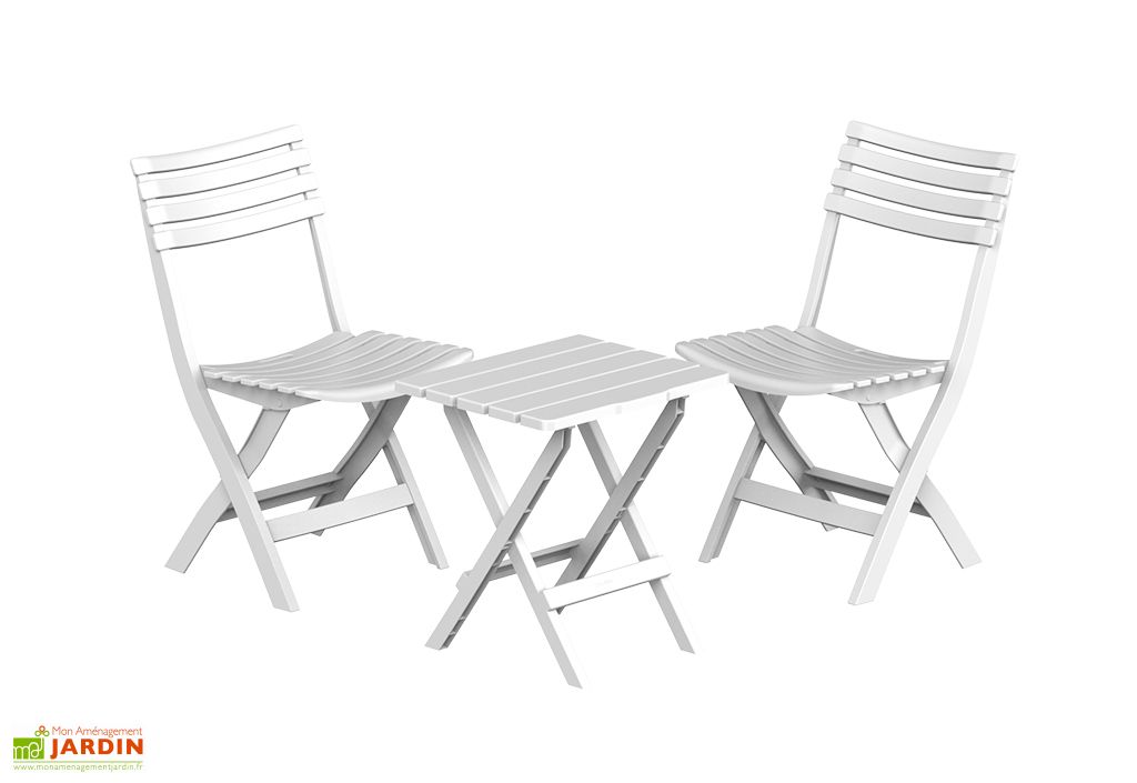Ensemble De Jardin En Plastique 1 Table Et 2 Chaises Pliantes
