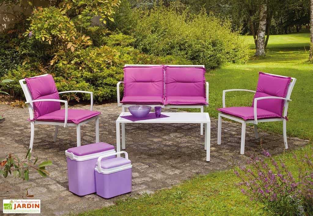 Salon De Jardin Bas Aluminium Verre 4 Places Rubens Pls Coloris
