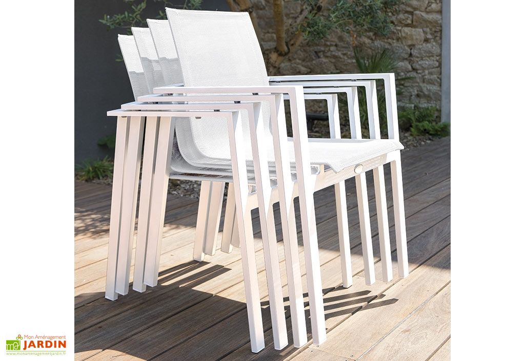 Fauteuil De Jardin Mykonos En Aluminium Et Textilene Blanc Dcb Garden