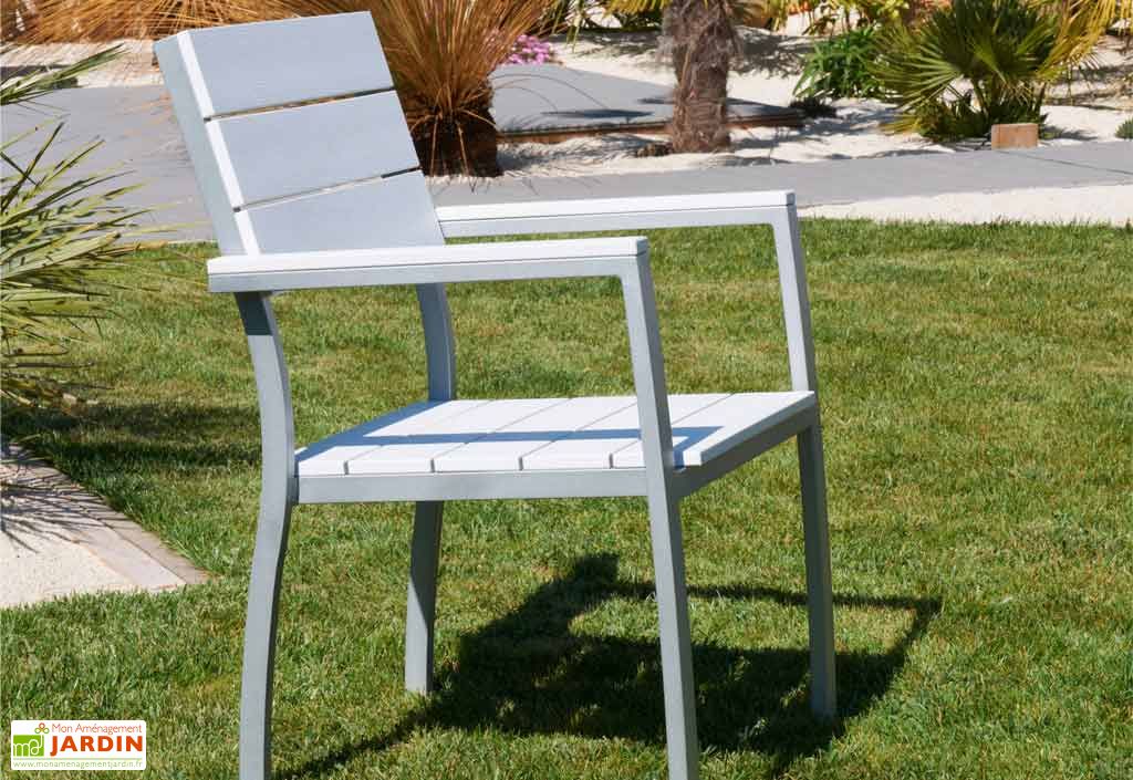 Fauteuil Jardin Bois Composite Blanc et Alu  Fauteuil aluminium