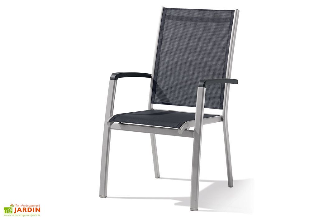 Fauteuil De Jardin Alu Et Textilux Empilable Bodega Graphite Lot