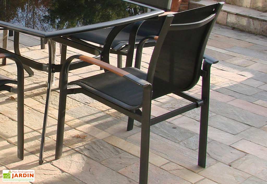 Fauteuil Jardin Aluminium Et Textilène Noir Fauteuil Aluminium