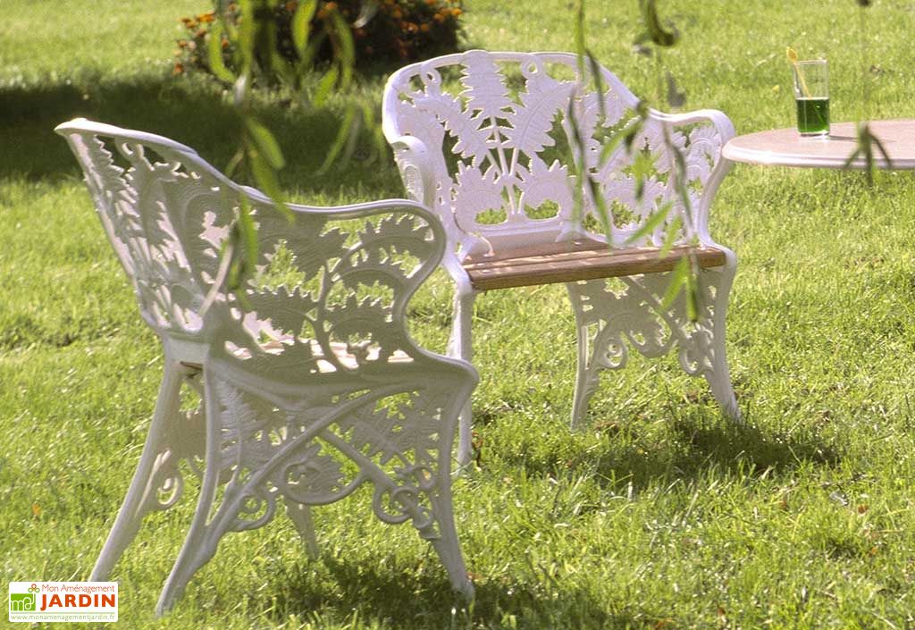 Salon De Jardin Fonte D Aluminium Et Bois Fougere Dommartin