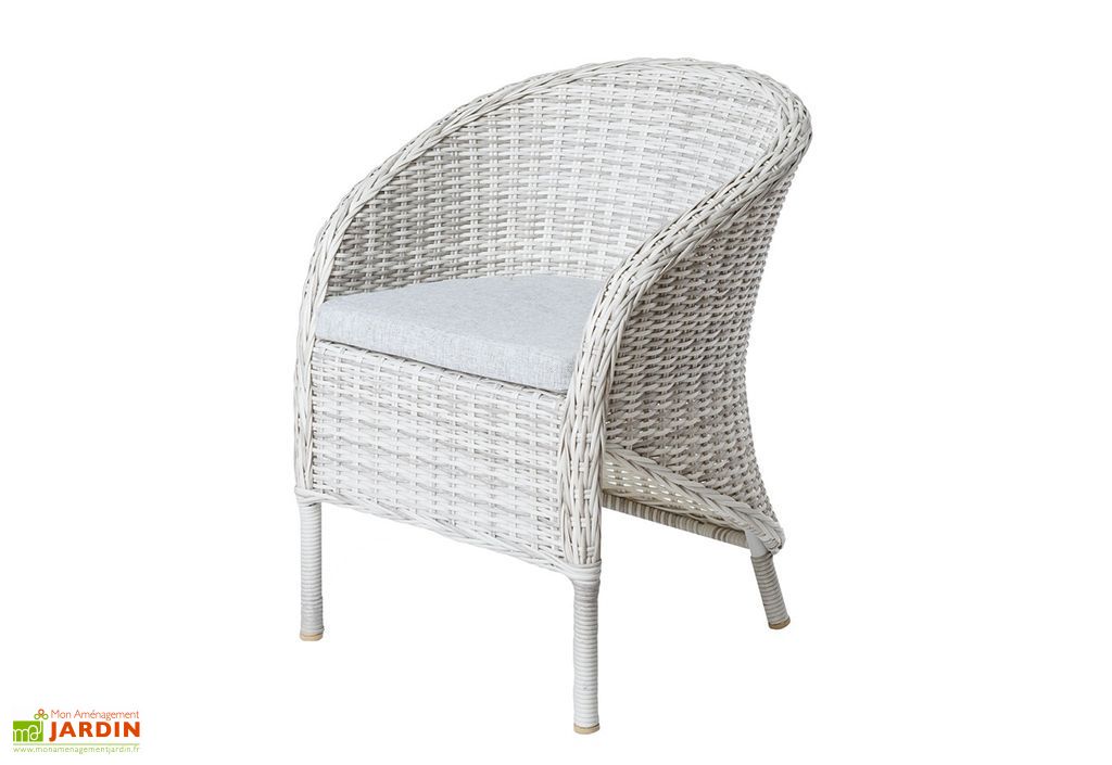 Fauteuil De Jardin En Aluminium Et Resine Tressee Blanc Mon Jardin