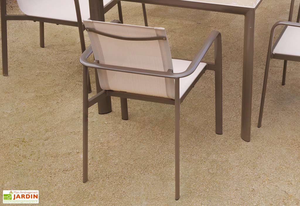 Fauteuil En Aluminium Et Textilene Taupe Goya Ozalide