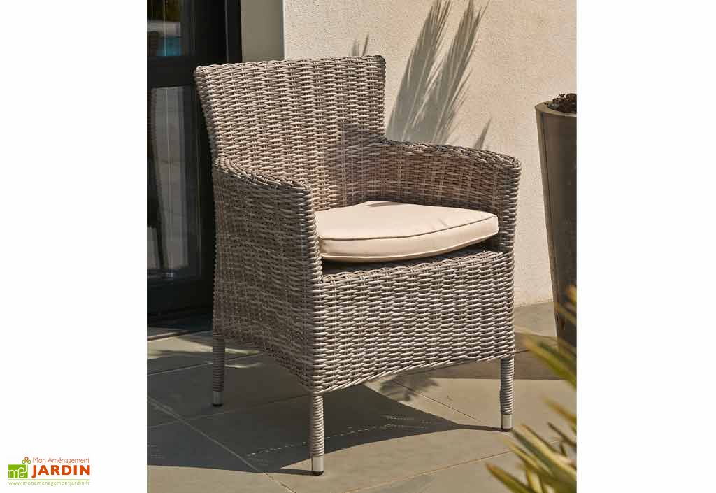 Fauteuil de Jardin en Résine Tressée Elégance + Coussin - DCB Garden Fauteuil de Jardin en Résine Tressée Elégance + Coussin - DCB Garden