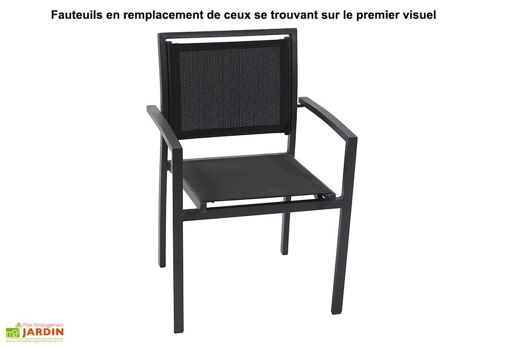 Table Jardin Bois Exotique 182x106 6 Fauteuils Aluminium Table