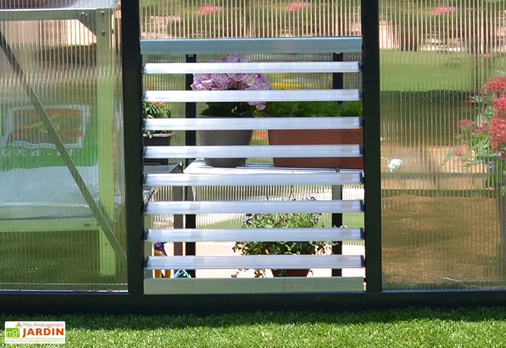 fenetre a persiennes laterale pour serre de jardin rion palram