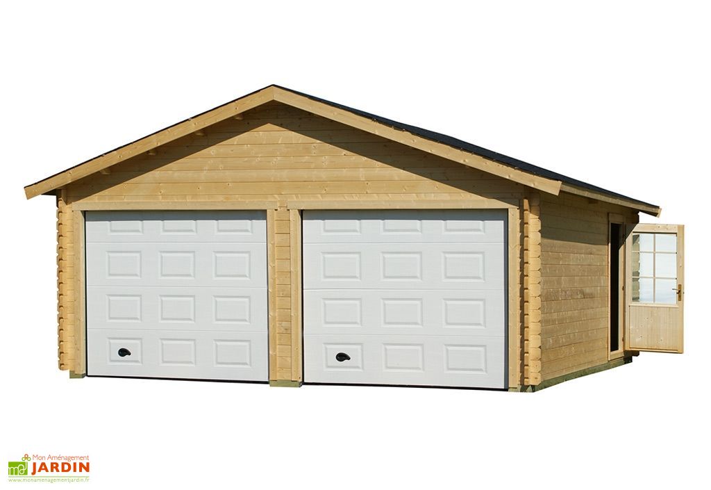 Garage En Bois Depicéa à Deux Portes Sectionnelles Koski