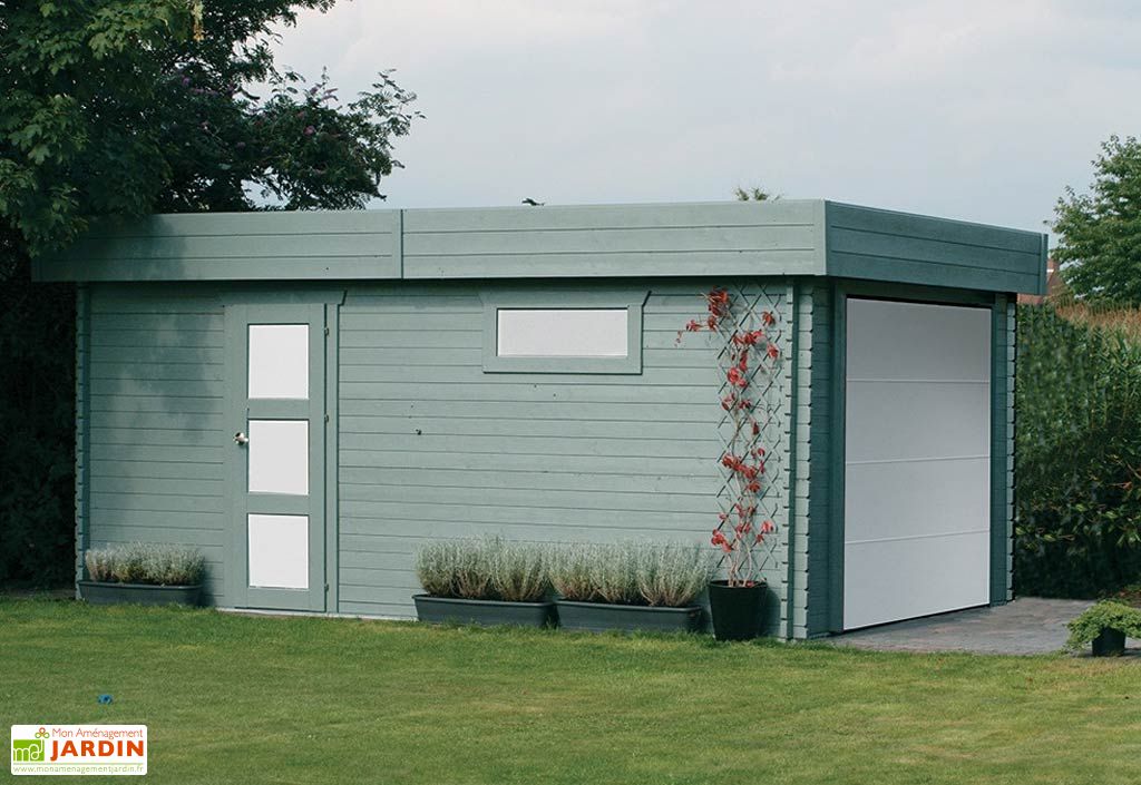 Garage Bois Moderne 40 Mm 358x538cm Porte Motorisee Solid