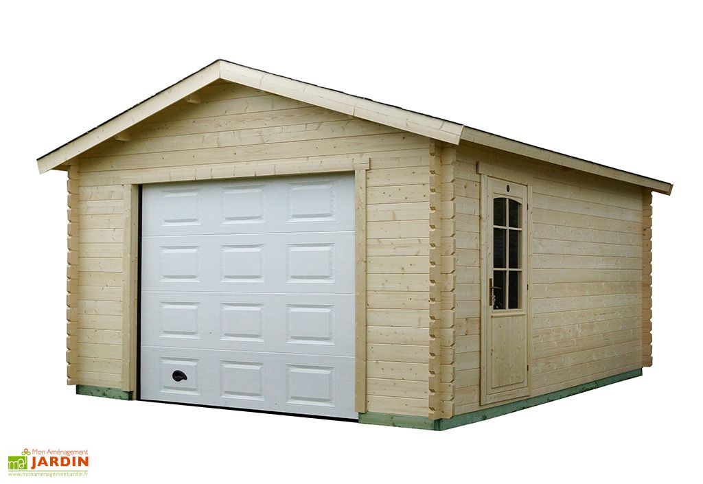 Garage De Jardin En Bois Brut 20 M Porte Sectionnelle