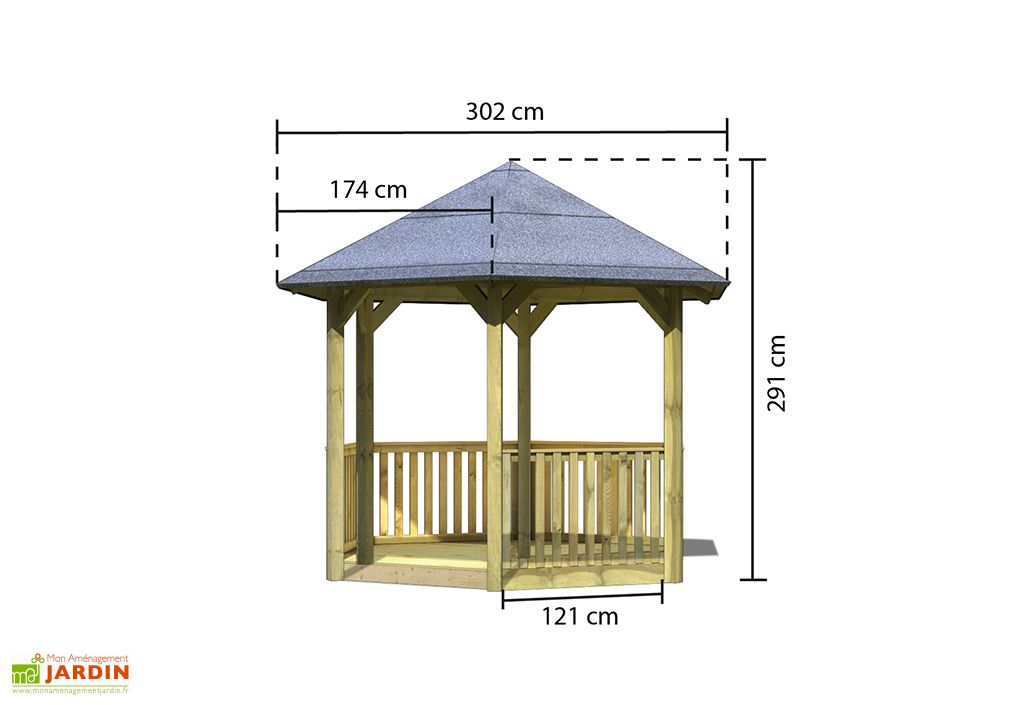 Kiosque de Jardin en Bois de Pin Traité Madrid 3,8 m² - Karibu