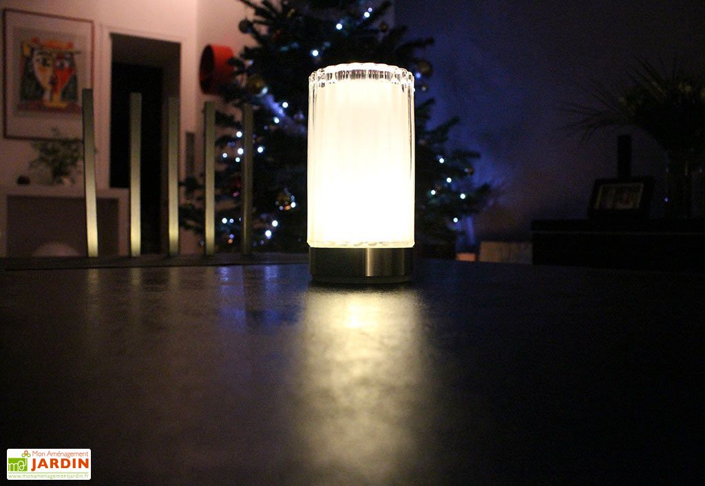 Lampes de Table Blanches Autonomes Tubes Striés Lot de 2 LumiJardin