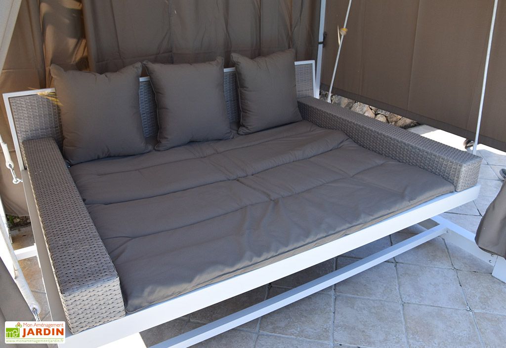 Lit Balancelle De Jardin En Acier Et Rotin Synthetique Deep Givex