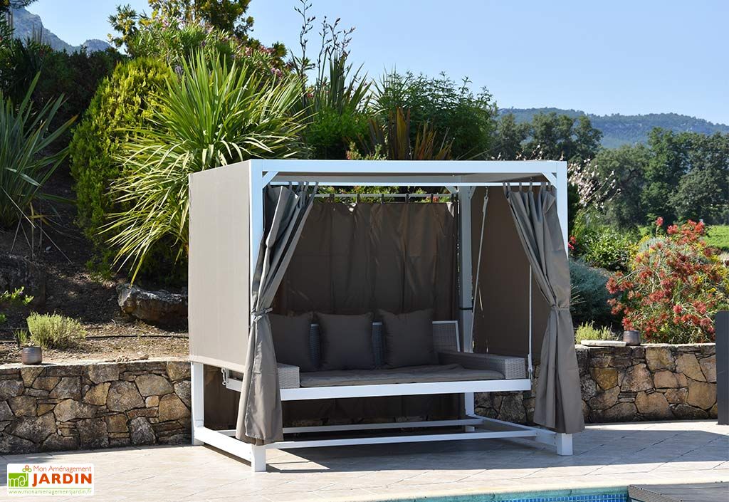 Lit Balancelle De Jardin En Acier Et Rotin Synthetique Deep Givex