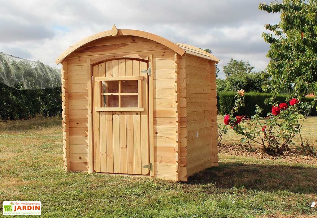 Cabane Maison d'Enfants en Bois Brut Patty Toiture Arrondie - 1 x 1 m - Soulet