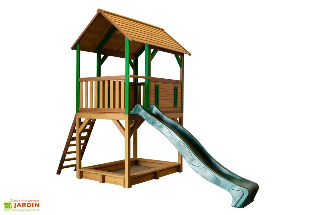 Toboggan jardin bois clearance
