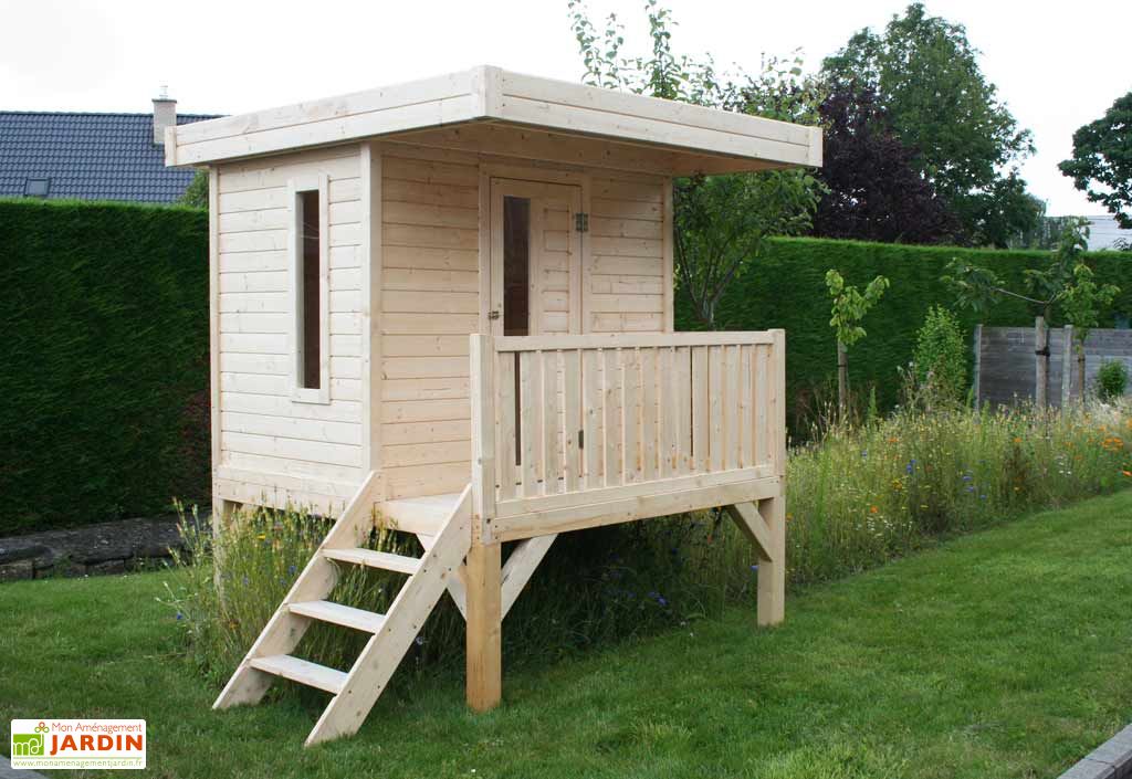 Maison Enfant Bois 16mm Sur Pilotis 180x180 Solid