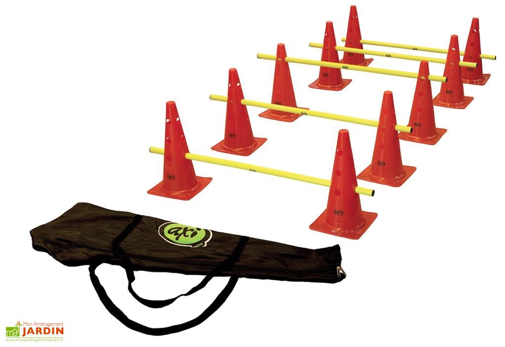 Parcours d’Obstacles avec Cônes et Barres pour Entrainement (Lot de 5