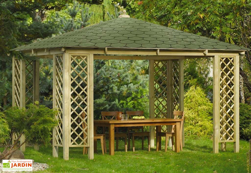 Pavillon De Jardin En Bois Traite Avec Toit En Shingle 12 M Jagram