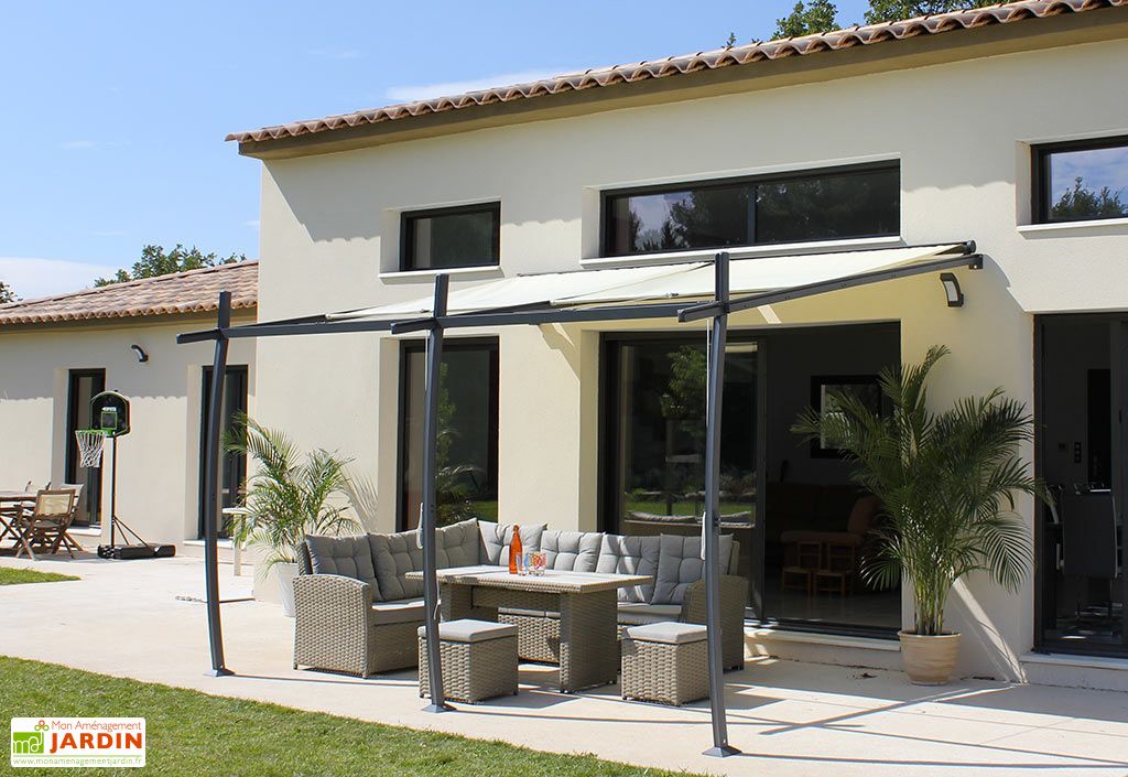 Pergola Adossée en Aluminium et Acier avec Stores Solea 13 ...