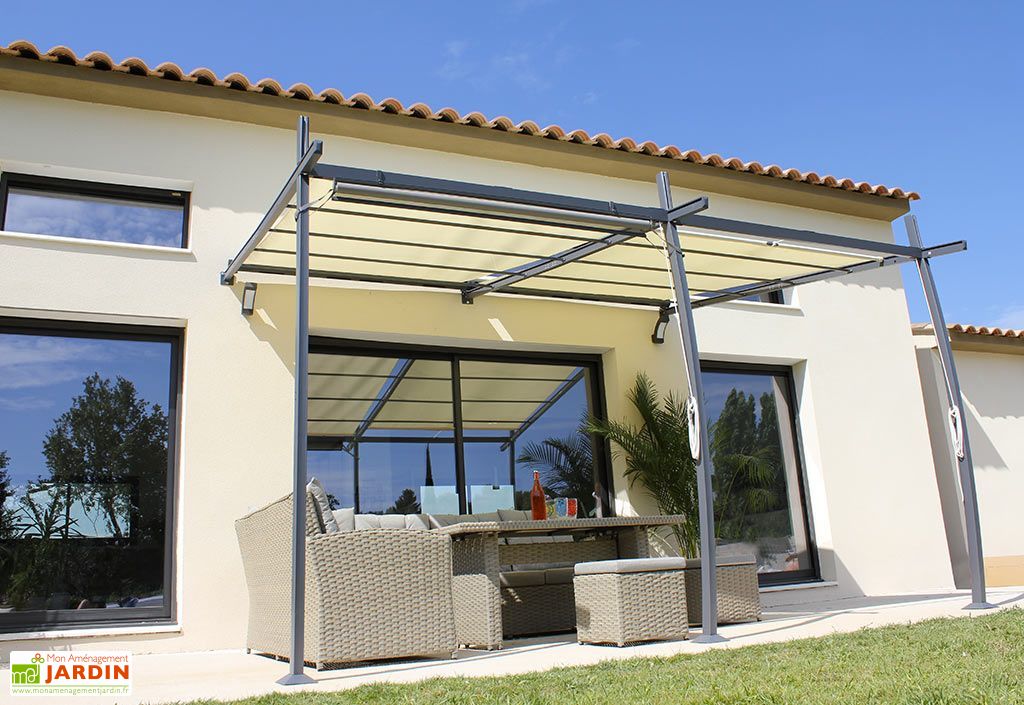 Pergola Adossee En Aluminium Et Acier Avec Stores Solea 13 M Couleurs Du Monde