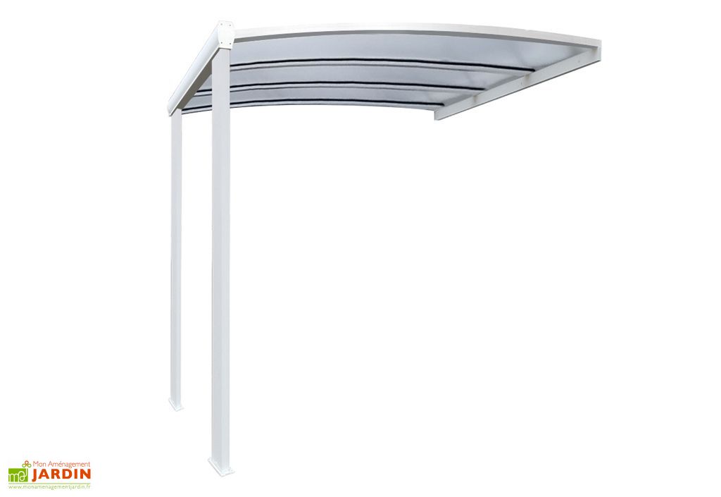 Pergola Murale Blanche Sunvisor en Alu et Toit Polycarbonate (4 dim.) NFI