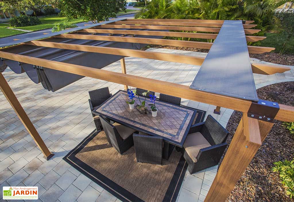 Pergola en aluminium effet bois Florida 12,25 m²