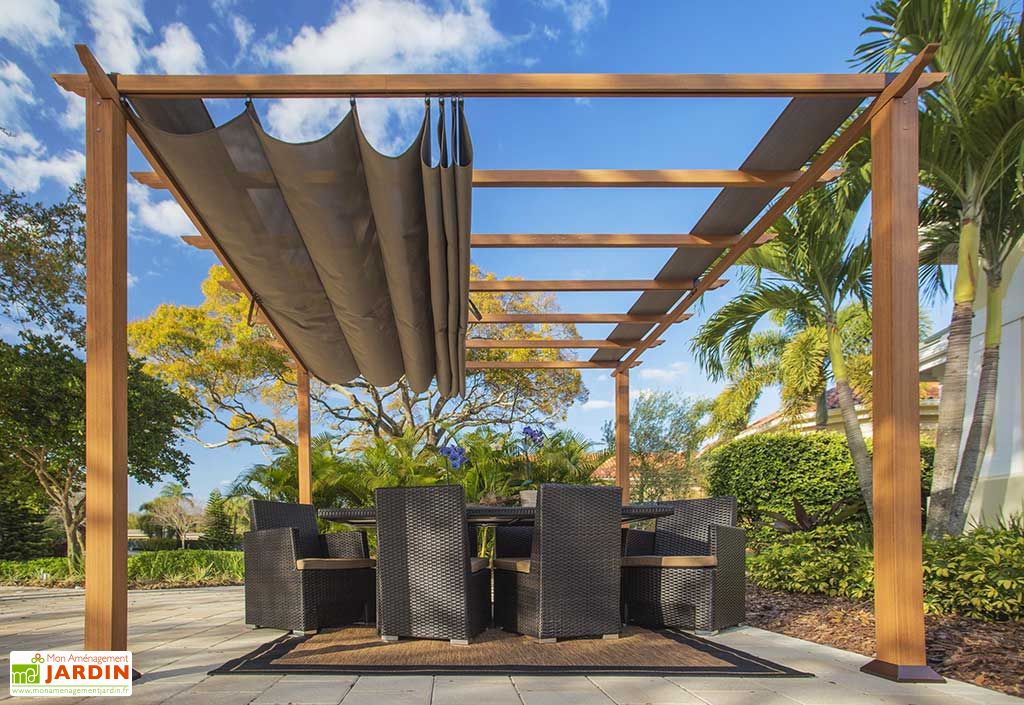 Pergola en aluminium effet bois Florida 12,25 m²