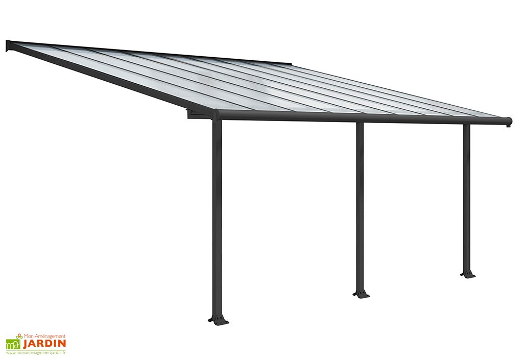 Pergola Adossee Ajustable En Aluminium 3 05x5 57m X Metal