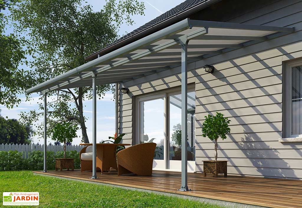Pergola Adossee Aluminium Feria Gris Basalte Et Polycarbonate 3 X