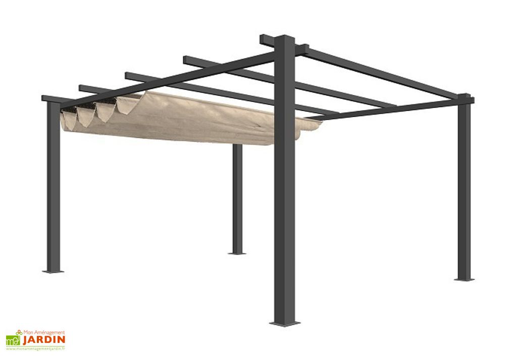 pergola autoportée sunshine 4 x 3 m en aluminium avec toile - nfi