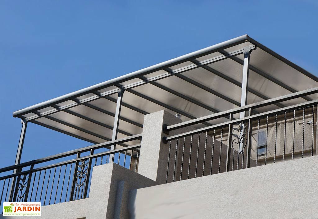 Pergola en Aluminium Gris et Polycarbonate (307x418x299cm ...