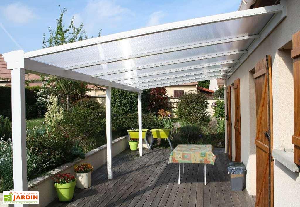 Pergola Aluminium Et Polycarbonate Blanche Evolution 345x305 Dhaze