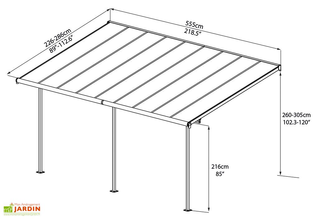 Pergola Elite En Aluminium Et Polycarbonate 555x295x260cm Ad Domo