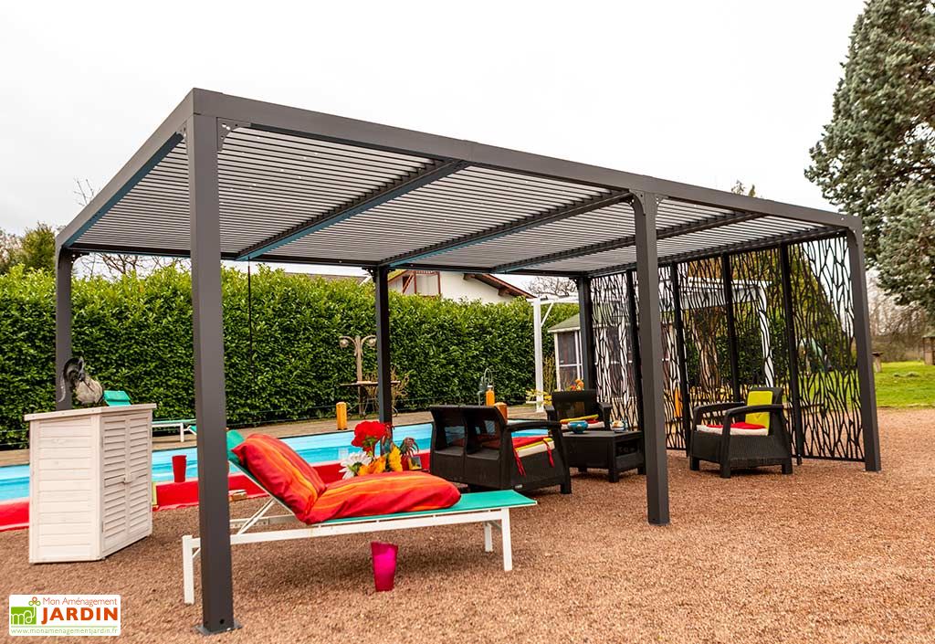 Pergola Bioclimatique En Aluminium 5 Panneaux Moucharabieh 21 M