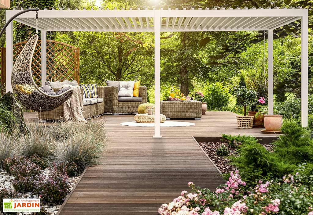 Pergola Bioclimatique Autoportee Ombrea En Aluminium Blanc 6 X 3 M Chalet Jardin