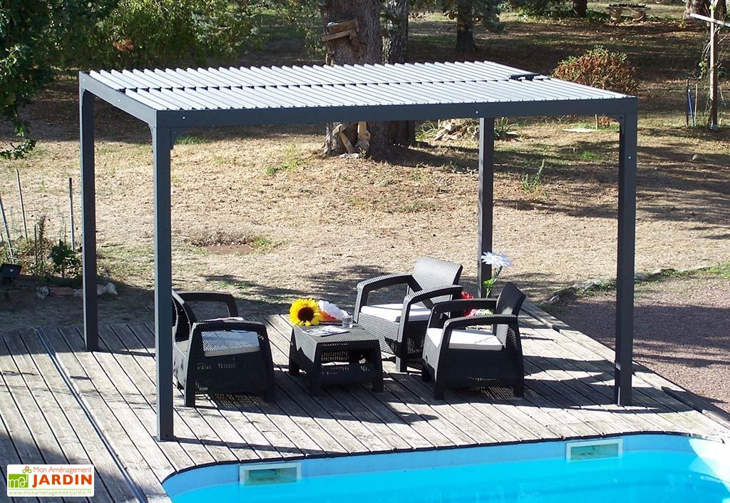 Pergola Bioclimatique Autoportante Lames Orientables Manuelles 11 M Habrita