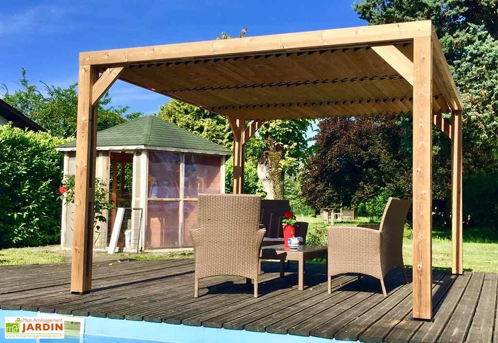 Pergola Bioclimatique Bois Traite Haute Temperature Vantelles Toit