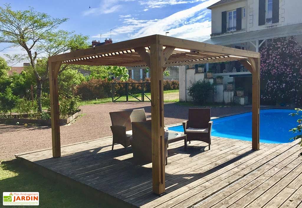 Pergola Bioclimatique Bois Traite Haute Temperature Vantelles Toit Habrita