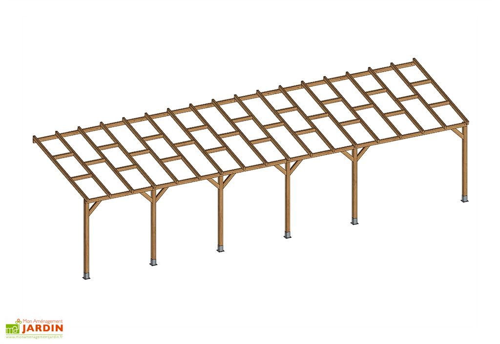 Pergola En Bois Traite Autoclave Sans Couverture 3x10 4 M Chalet Jardin