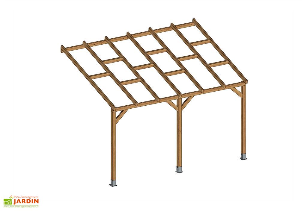 Pergola En Bois Traite Autoclave Sans Couverture 3x3 7m Chalet Jardin