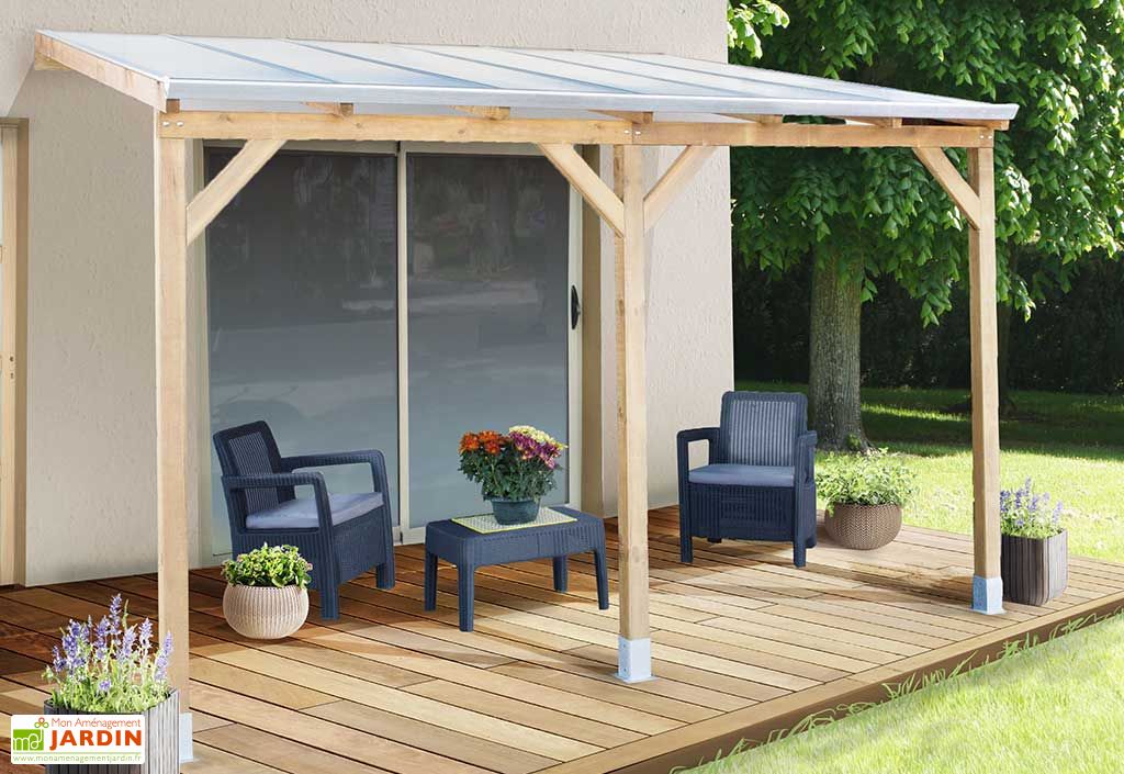 Pergola En Bois Traite Autoclave Avec Polycarbonate 6mm 3x3 7m