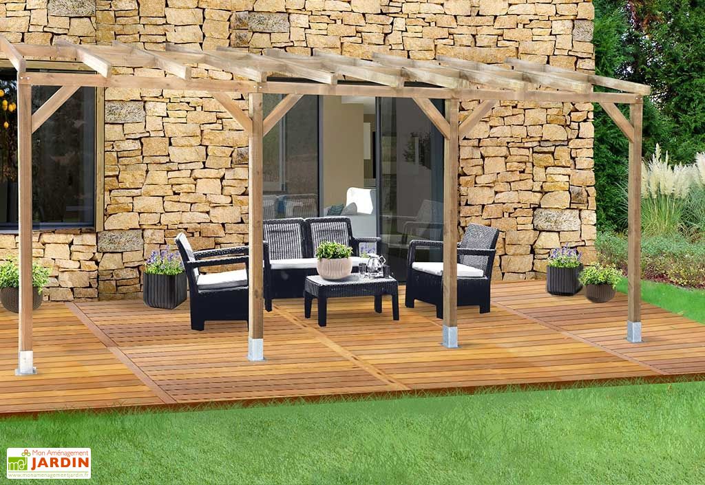 Pergola En Bois Traite Autoclave Sans Couverture 3x5 5m Chalet