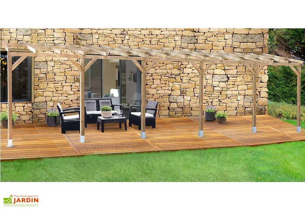 Pergola En Bois Traite Autoclave Sans Couverture 3x9 2m Chalet Jardin