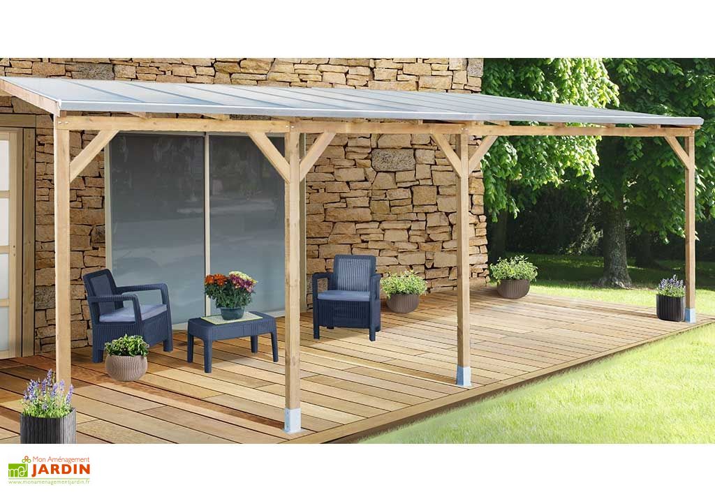 pergola en bois traite autoclave avec polycarbonate 6mm 3x6 8m chalet jardin