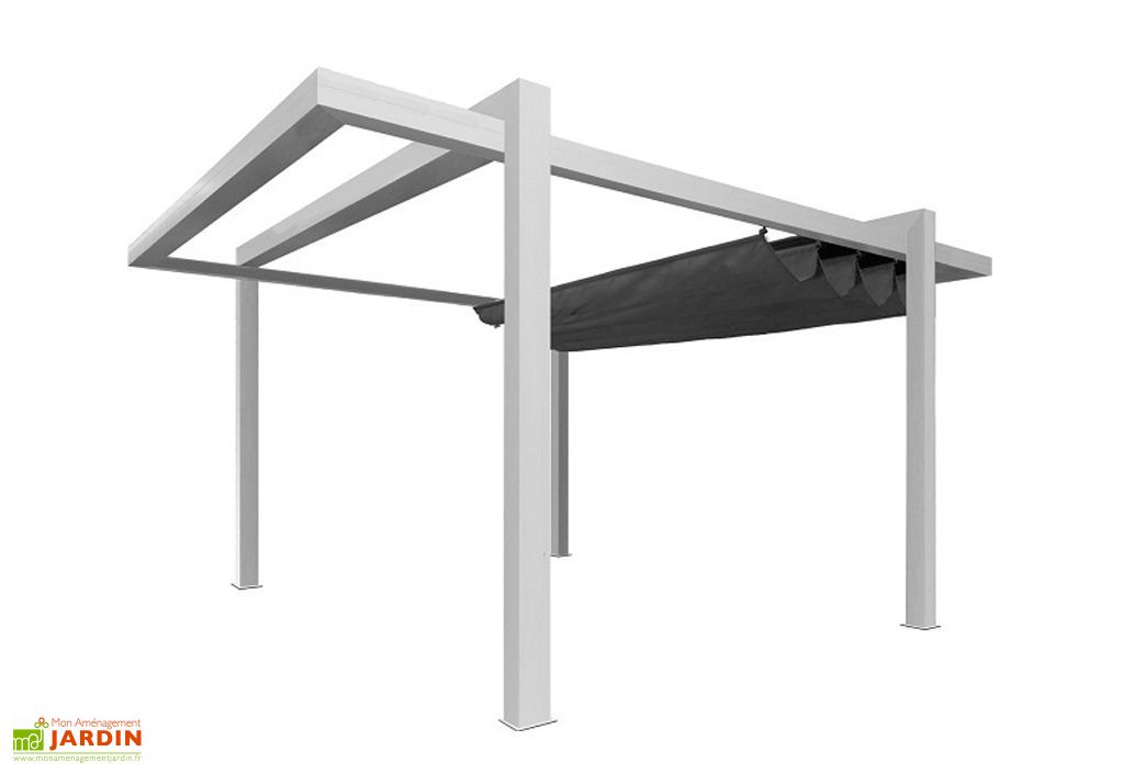 Pergola Autoportee Sunset 5 X 3 M En Aluminium Avec Toile Nfi