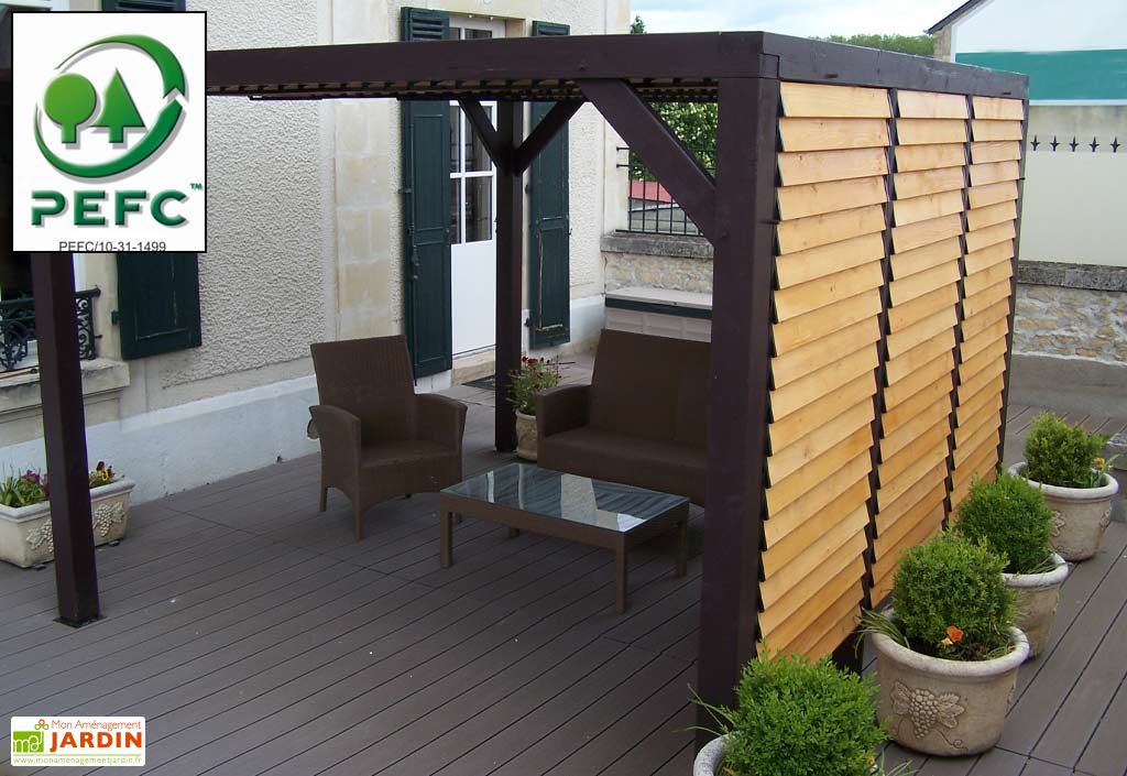 Pergola Ombra Avec Lames Orientables Cote Et Toit En Bois Habrita