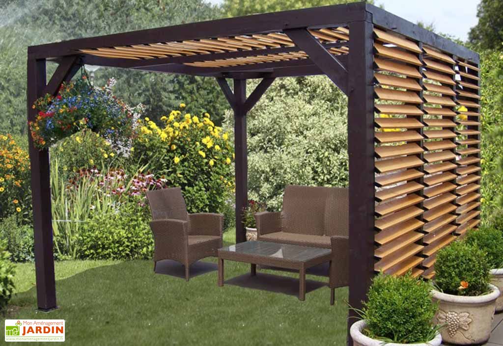 Pergola Ombra Avec Lames Orientables Cote Et Toit En Bois Habrita