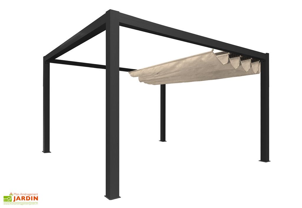 Pergola Autoportee Sunlight 4 X 3 M En Aluminium Avec Toile Nfi
